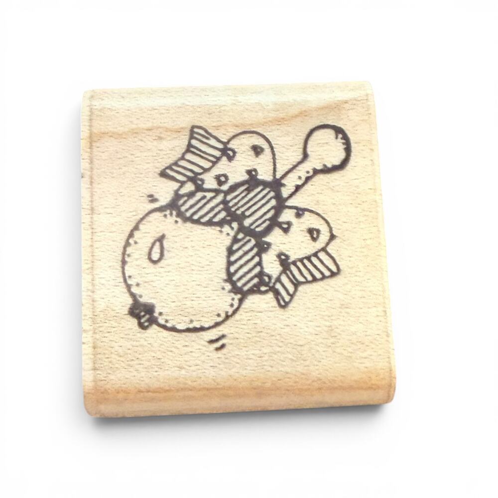 DOTS Baby Rattle With Bow Mini Rubber Stamp EUC